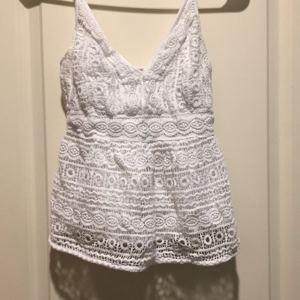 Like New! Abercrombie & Fitch Crochet Spaghetti Strap Top elastic back size S